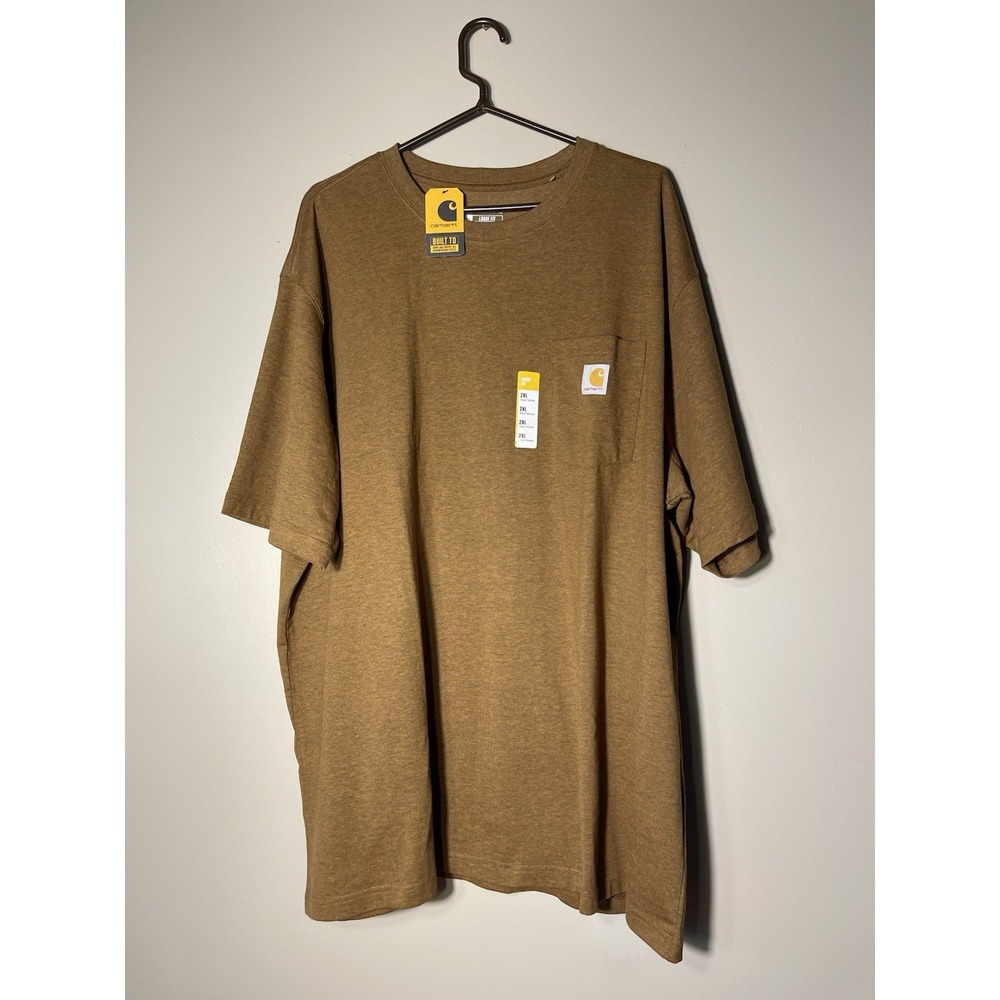 Carhartt Men's Loose Fit Heavyweight Short Sleeve Pocket T-shirt Brown 2XL NWT
